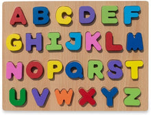 Load image into Gallery viewer, Multicolor alphabet learning wood block puzzle