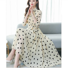 Load image into Gallery viewer, seven-point sleeves temperament chiffon floral big swing dress women