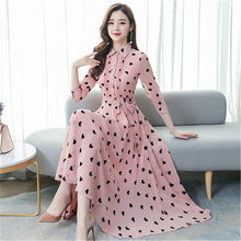 Load image into Gallery viewer, seven-point sleeves temperament chiffon floral big swing dress women