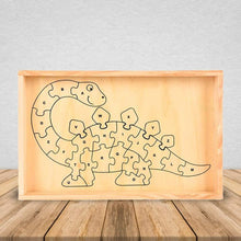Load image into Gallery viewer, Wooden Dinosaur Alphabet Puzzle-Multicolor, Educational Puzzle No. 26, Wooden Box Packaging-The perfect product for school, home, office learning-Fun learning activities for young students
