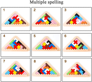 Toy Building Blocks Game Colorful Wood Puzzle（ Develop creativity wooden puzzles）