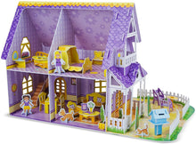 Load image into Gallery viewer, Pretty Purple Dollhouse 3-D Puzzle
