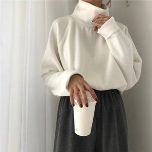 Women Sweater Casual Loose Turtleneck Knitted Jumpers