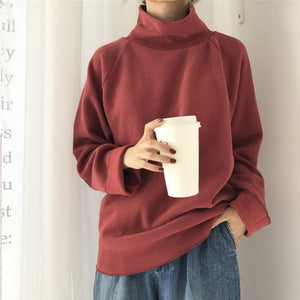 Women Sweater Casual Loose Turtleneck Knitted Jumpers