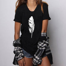 Load image into Gallery viewer, Hillbilly Summer Black White Feather T-shirt
