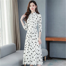 Load image into Gallery viewer, seven-point sleeves temperament chiffon floral big swing dress women
