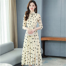 Load image into Gallery viewer, seven-point sleeves temperament chiffon floral big swing dress women
