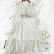 Load image into Gallery viewer, New Autumn V Neck Polka Dot Slim Chiffon Dress
