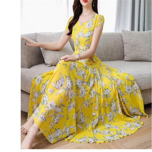2020 new temperament Print beach dresses
