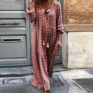 Dropship Autumn Boho Printed Dress